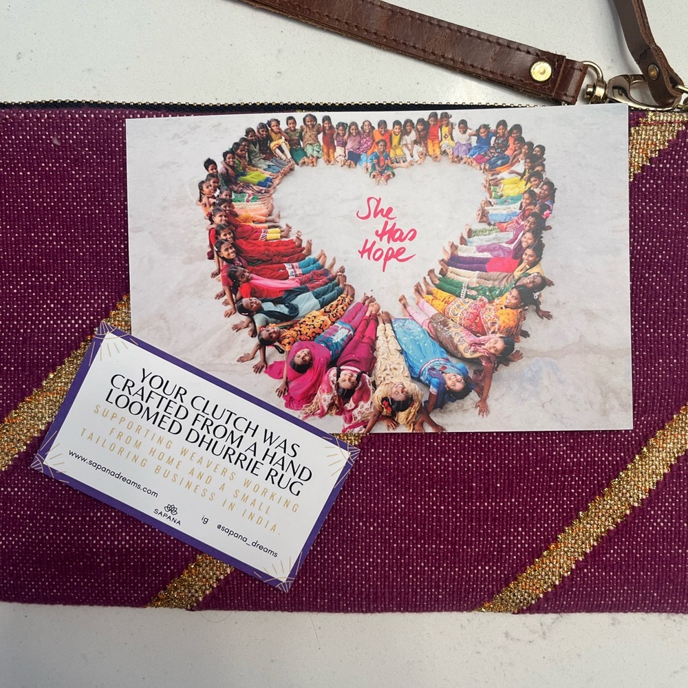 Boho purple and gold clutch or travel pouch - Picture 8 of 9